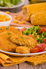 Corn burgers. 
