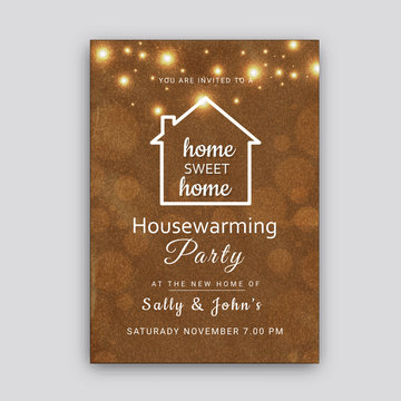 Housewarming party invitation card design.