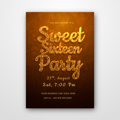 Invitation card design for Sweet 16 party celebration.