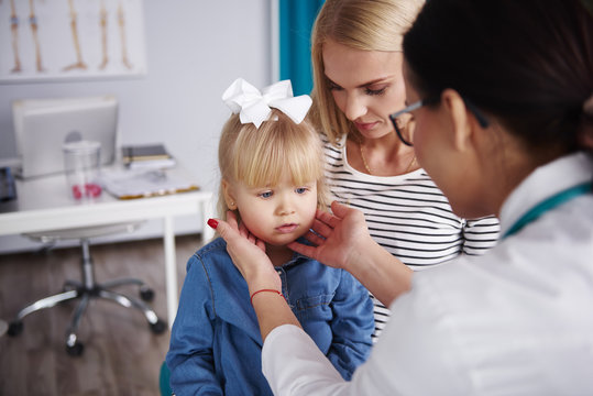 Doctor examining girl in medical practice