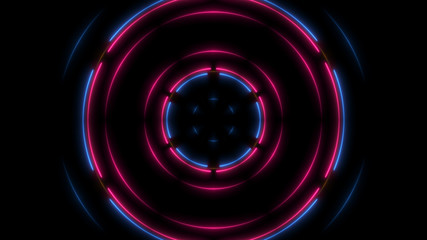 Abstract neon lines in space, 3d rendering backdrop