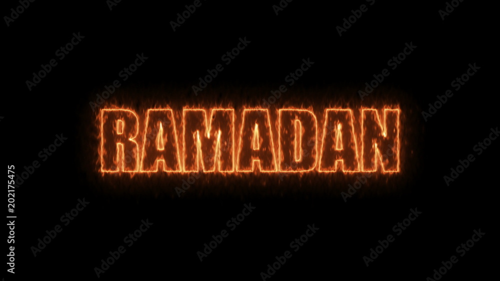 Poster ramadan text on black, 3d rendering background, computer generating for holidays festive design