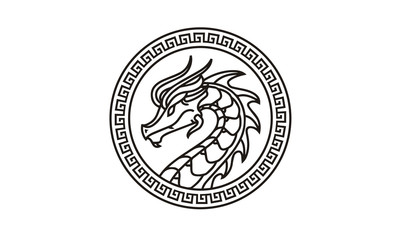 Chinese Dragon Badge Coin Medallion Logo design inspiration