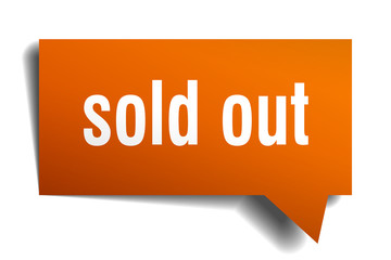 sold out orange 3d speech bubble