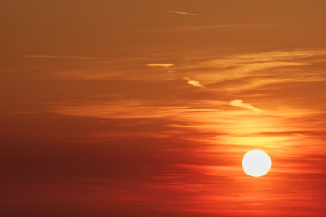 Background of colorful sky: Dramatic sunset with twilight color sky and clouds.