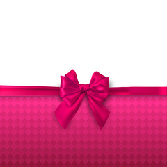 Pink and white background with satin bow.