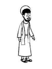 Fototapeta na wymiar apostle of Jesus with halo character vector illustration design