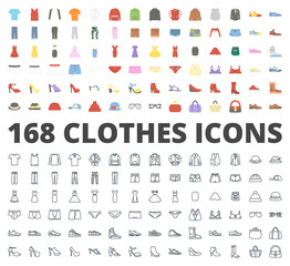 Clothes flat line icon vector pack