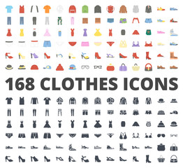 Clothes flat silhouette icon vector pack