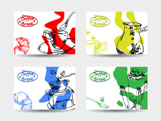 Four colorful coffee break backgrounds.