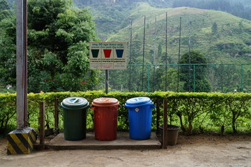 Fototapeta na wymiar trash can in national park