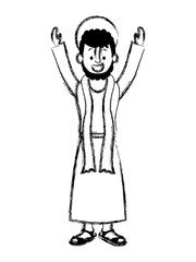 apostle of Jesus with hands up character vector illustration design