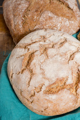 Farmers homemade organic wheat, barley and rye bread in assortment