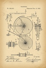 1892 Patent Velocipede Bicycle history  invention