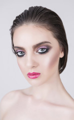 Fototapeta premium Fresh look of a model with nice evening make up.