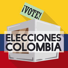 Electoral Card and Box Promoting to Vote in Colombian Elections, Vector Illustration