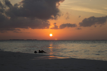 relaxing at sunset time