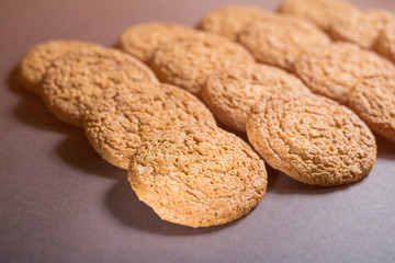 Oat cookies. Food Pattern, background. Healthy food, breakfast, snack.