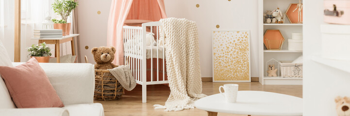 Pink and gold kid's bedroom