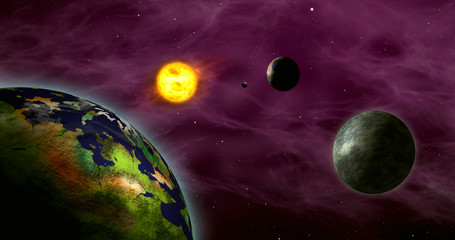 Obraz na płótnie Canvas Exoplanets in foreign solar system