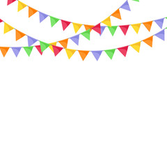 Colorful flags garlands background.