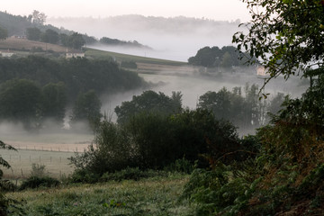 Fototapeta na wymiar Morning fog over fields