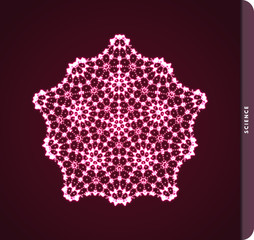Crystal. Object with dots. Molecular grid. 3d technology style with particle. Vector illustration. Futuristic connection structure for chemistry and science.