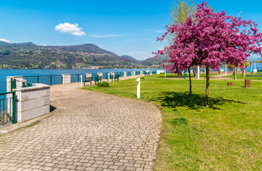 Lakefront of Ranco, is small village located on the shore of Lake Maggiore in province of Varese, Italy