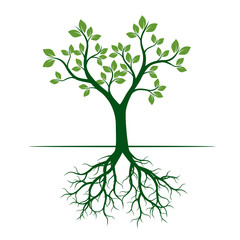 Green Spring Tree. Vector Illustration.