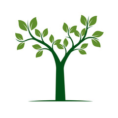 Green Spring Tree. Vector Illustration.