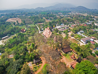 Fototapeta na wymiar Aerial view of Black House - Baan Dam museum, Chiang Rai, Thailand