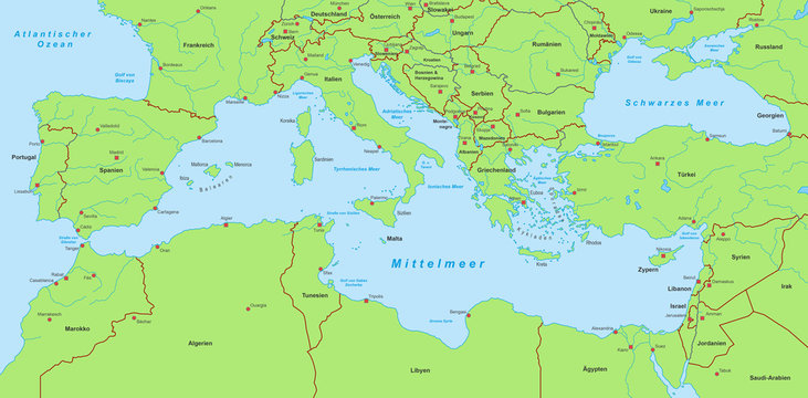 Mittelmeerkarte - Grün