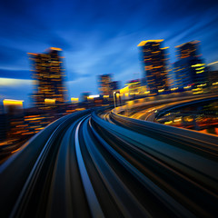 Tokyo Odaiba rail motion blurred background
