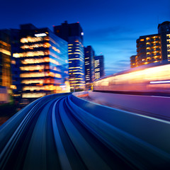 Tokyo Odaiba rail motion blurred background