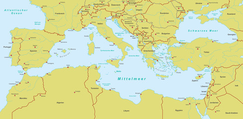 Mittelmeerkarte - Orange