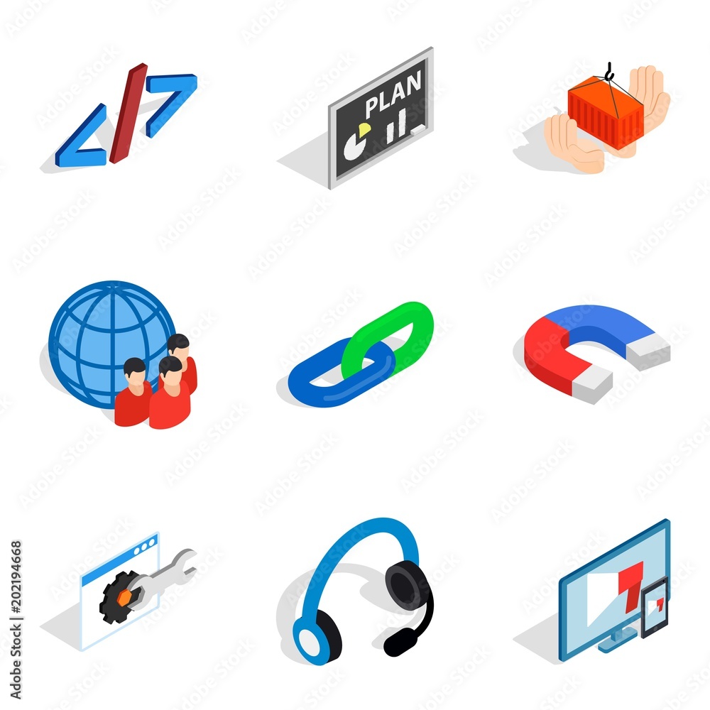 Poster multipurpose device icons set. isometric set of 9 multipurpose device vector icons for web isolated 