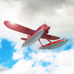 Red seaplane. 3D render