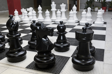 Huge chess figures on the floor