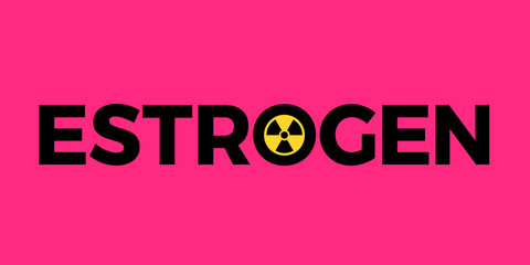 Toxicity of estrogen and oestrogen - female hormone is polluting environment - toxic danger. Vector illustartion with symbol of radiation