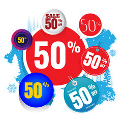 vector sales and percents illustration. on white background. banner. discount