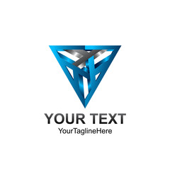 Fototapeta premium 3d Abstract triangle vector logo concept illustration. Pyramid triangle logo. Financial stability concept logo sign. Geometric logo sign. Vector logo template. Design element.