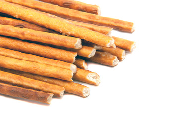 Salty sticks bread snack isolated on the white