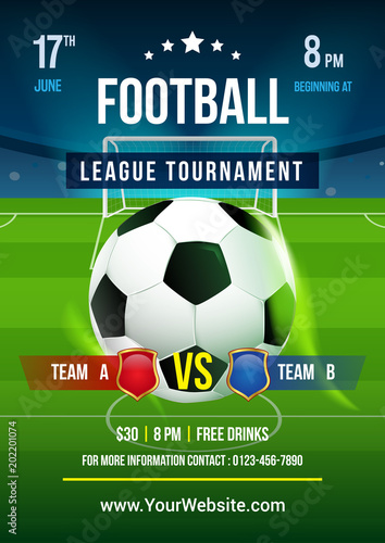 Football League Tournament Poster Vector Illustration Ball