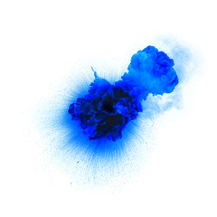 Blue explosion isolated on white background