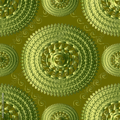 Textured Green 3d Greek Knitted Seamless Pattern Vector