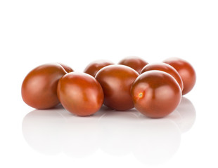 Black red grape cherry tomatoes set isolated on white background.