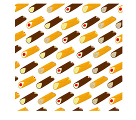 Vector illustration for various sweet waffles Sicilian dessert cannoli - obrazy, fototapety, plakaty