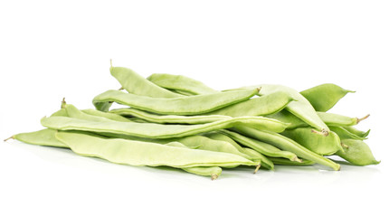 Flat green beans isolated on white background. © PIXbank