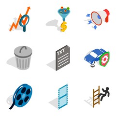 Businesslike approach icons set. Isometric set of 9 businesslike approach vector icons for web isolated on white background