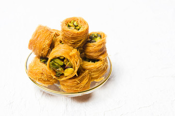 Arabic dessert with pistachio isolated